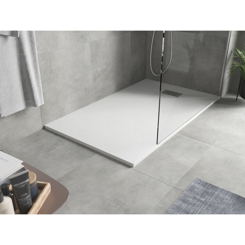 Mexen Hugo receveur rectangulaire SMC 140 x 90 cm, blanc, cache inox - 42109014-X