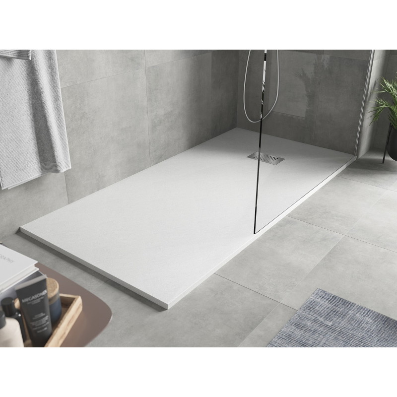 Mexen Hugo receveur rectangulaire SMC 170 x 90 cm, blanc, cache inox - 42109017-X