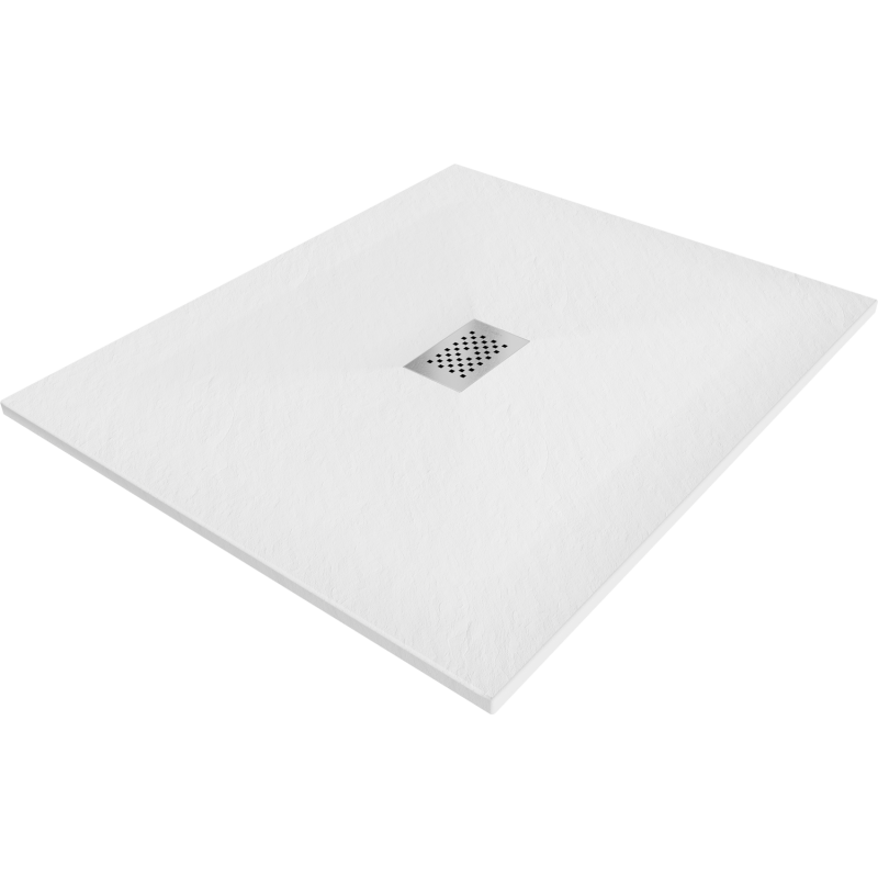 Mexen Hugo receveur rectangulaire SMC 110 x 100 cm, blanc, cache inox - 42101011-X