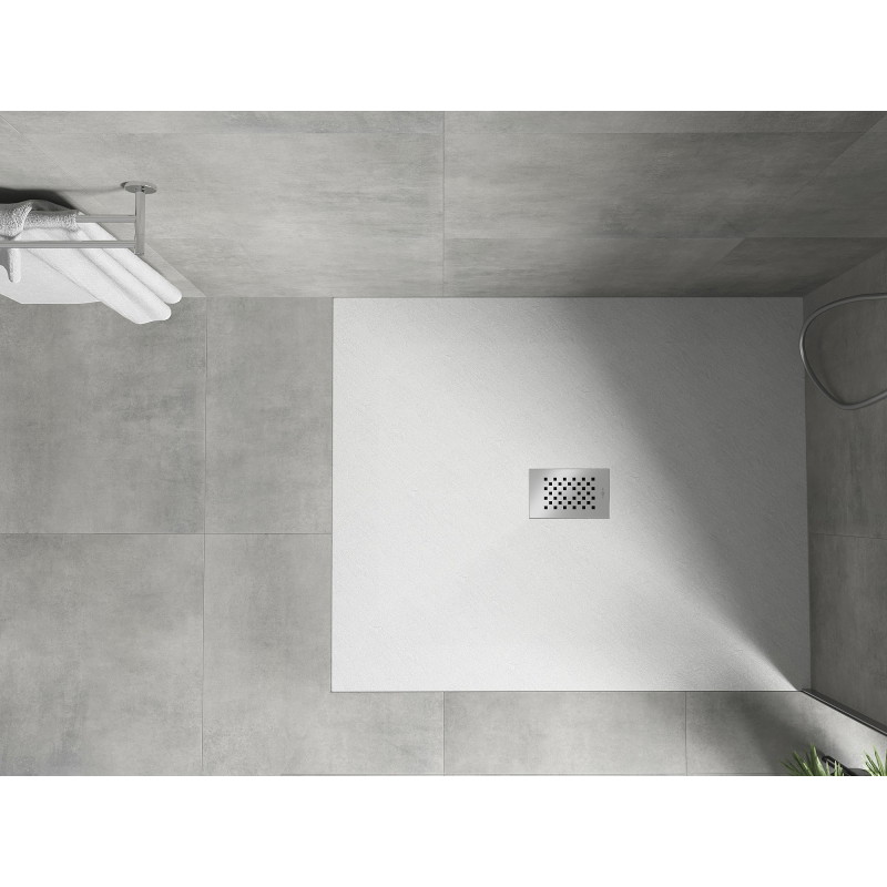 Mexen Hugo receveur rectangulaire SMC 120 x 100 cm, blanc, cache inox - 42101012-X
