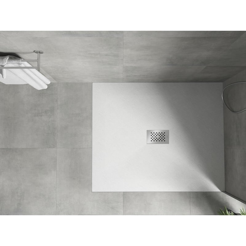 Mexen Hugo receveur de douche rectangulaire SMC 140 x 100 cm, blanc, cache inox - 42101014-X