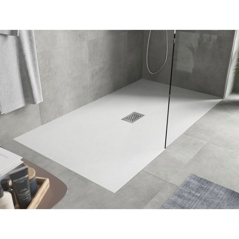 Mexen Hugo receveur de douche rectangulaire SMC 160 x 100 cm, blanc, cache inox - 42101016-X