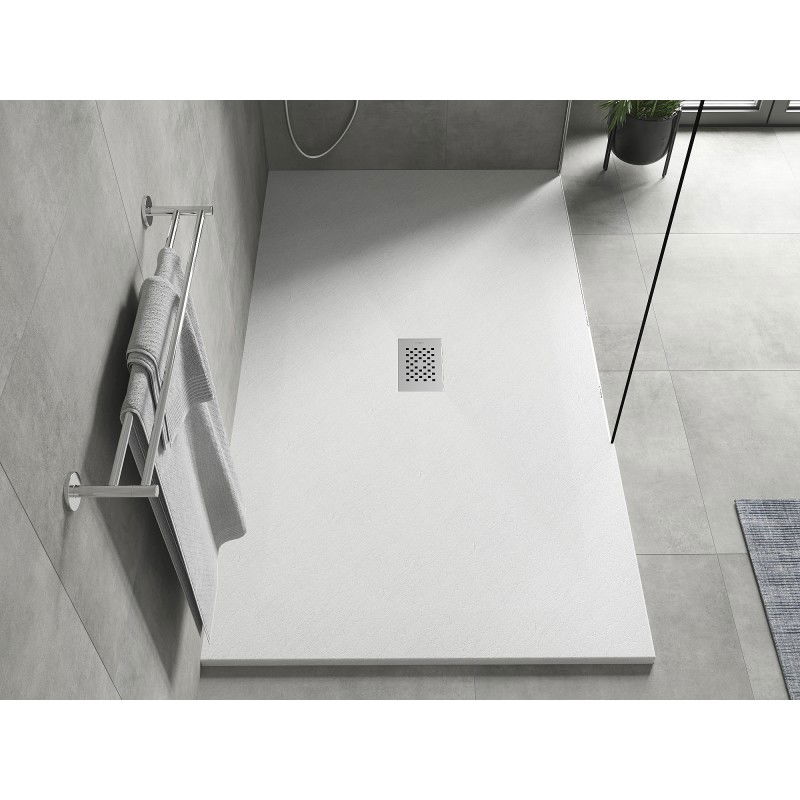 Mexen Hugo receveur de douche rectangulaire SMC 160 x 100 cm, blanc, cache inox - 42101016-X