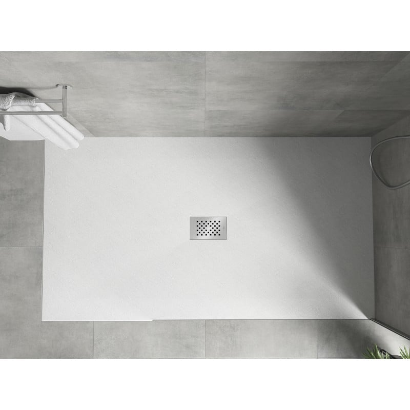 Mexen Hugo receveur rectangulaire SMC 180 x 100 cm, blanc, cache inox - 42101018-X