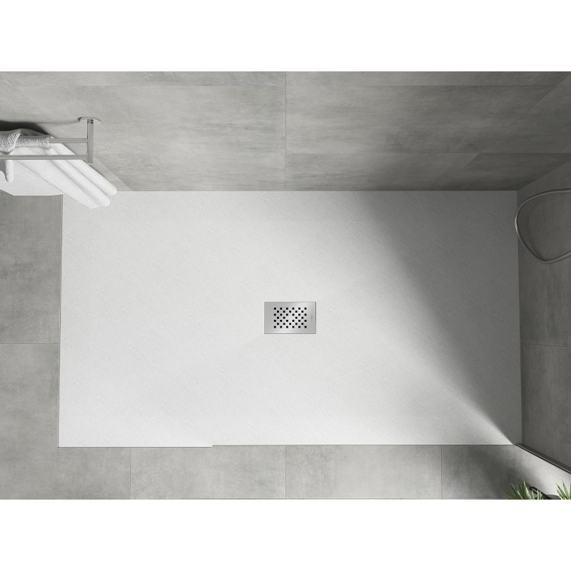Mexen Hugo receveur rectangulaire SMC 170 x 100 cm, blanc, cache inox - 42101017-X