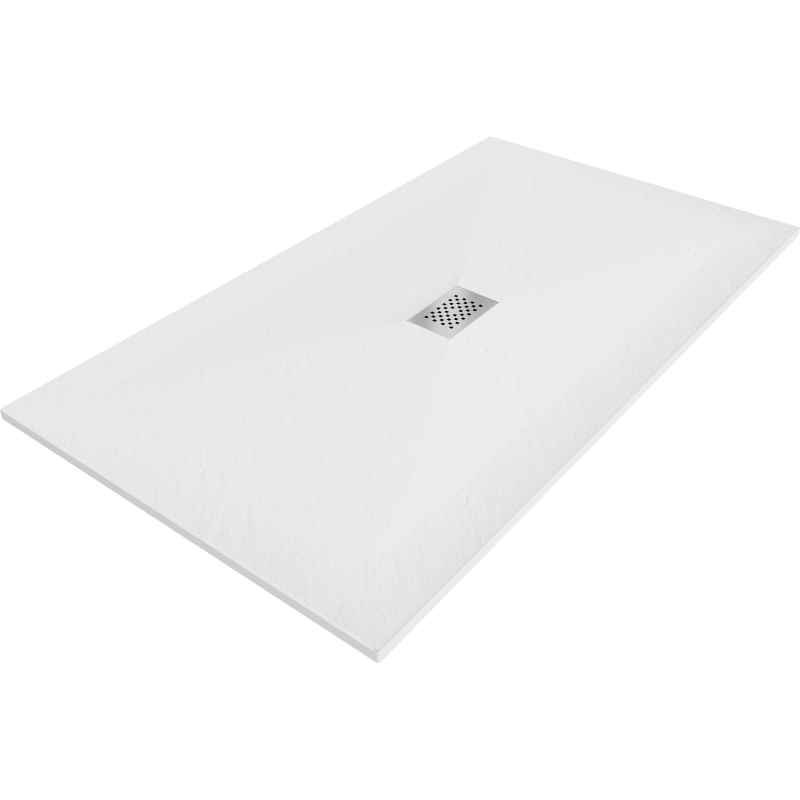 Receveur rectangulaire Mexen Hugo SMC 160 x 100 cm, blanc, cache inox - 42101016-X