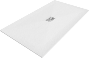 Bonde rectangulaire Mexen Hugo SMC 180 x 100 cm, blanc, cache inox - 42101018-X