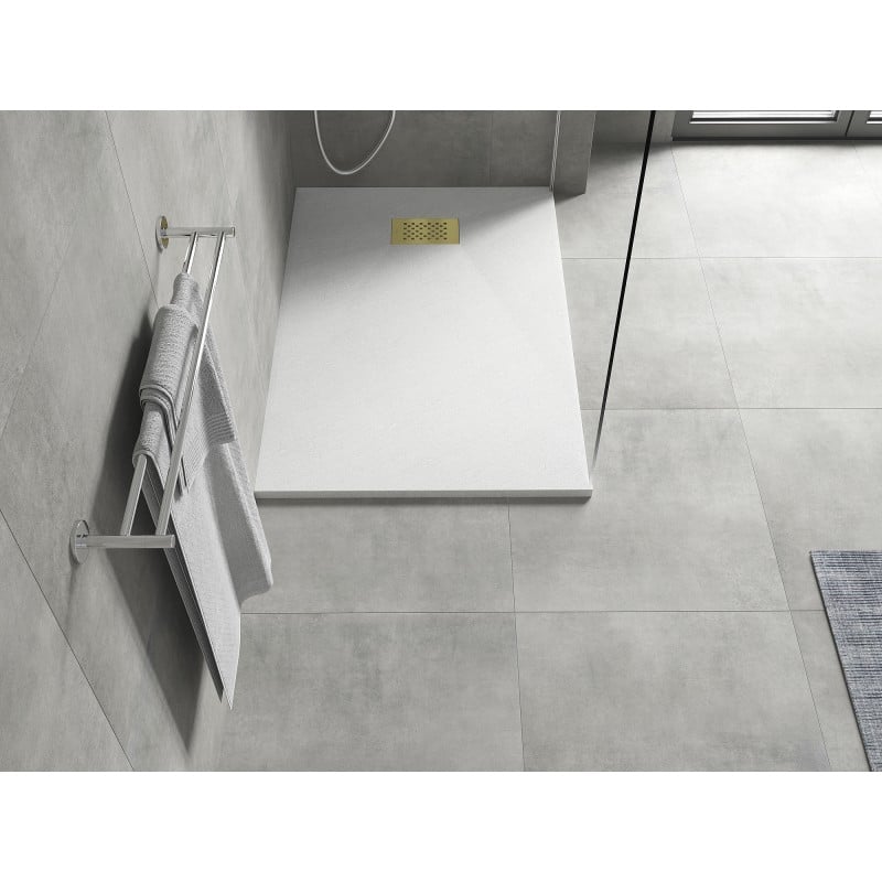 Mexen Hugo receveur rectangulaire SMC 80 x 70 cm, blanc, cache doré - 42107080-G
