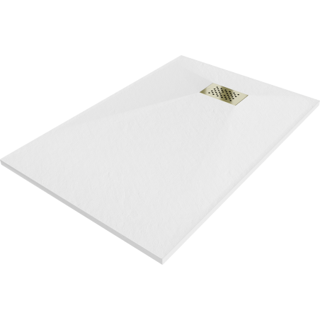 Bac à douche Mexen Hugo rectangulaire SMC 100 x 70 cm, blanc, cache en or - 42107010-G