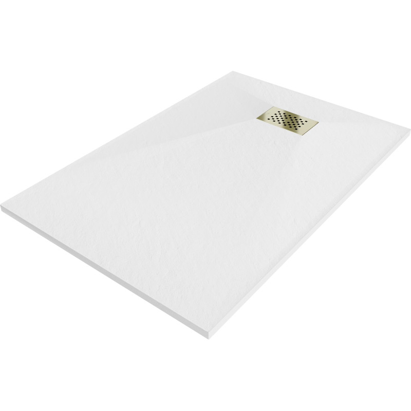 Mexen Hugo receveur de douche rectangulaire SMC 110 x 70 cm, blanc, cache-douche doré - 42107011-G