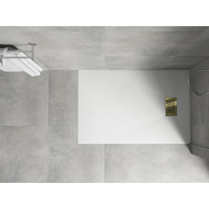 Mexen Hugo receveur de douche rectangulaire SMC 110 x 70 cm, blanc, cache-douche doré - 42107011-G