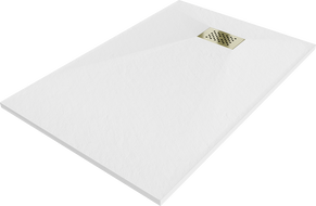 Mexen Hugo bac rectangulaire SMC 120 x 70 cm, blanc, grille dorée - 42107012-G
