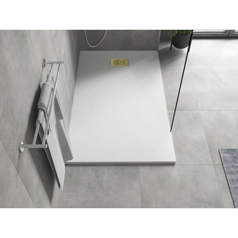 Mexen Hugo receveur de douche rectangulaire SMC 150 x 70 cm, blanc, cache doré - 42107015-G