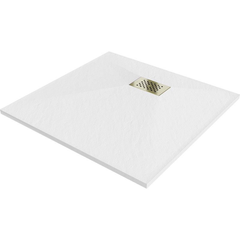 Mexen Hugo receveur de douche carré SMC 80 x 80 cm, blanc, cache doré - 42108080-G