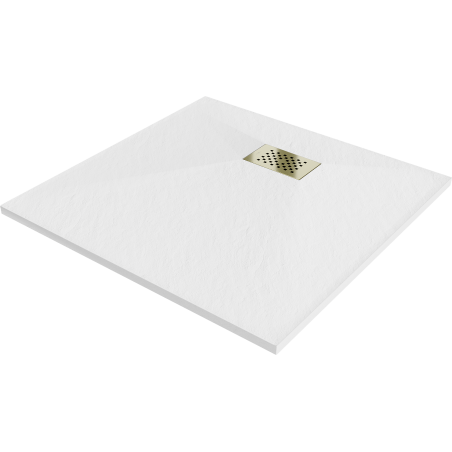 Mexen Hugo receveur de douche carré SMC 80 x 80 cm, blanc, cache doré - 42108080-G