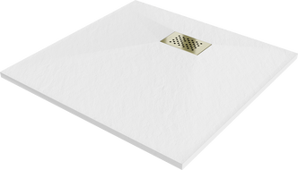 Mexen Hugo receveur de douche carré SMC 80 x 80 cm, blanc, cache doré - 42108080-G