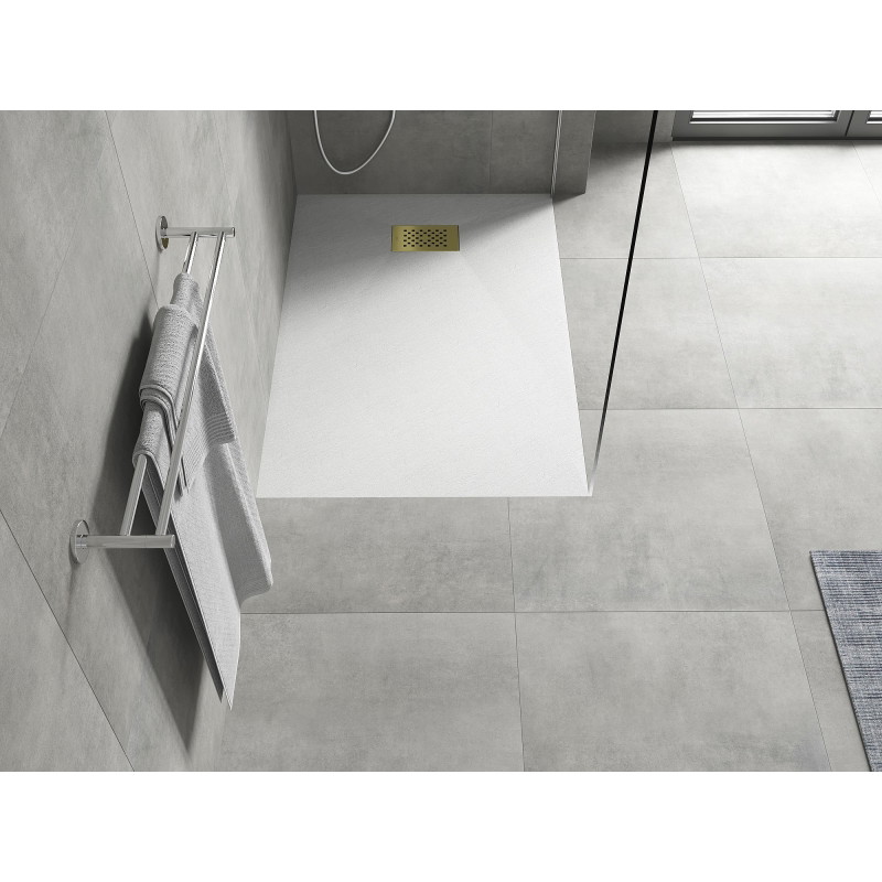 Mexen Hugo receveur de douche rectangulaire SMC 100 x 80 cm, blanc, cache-douche doré - 42108010-G