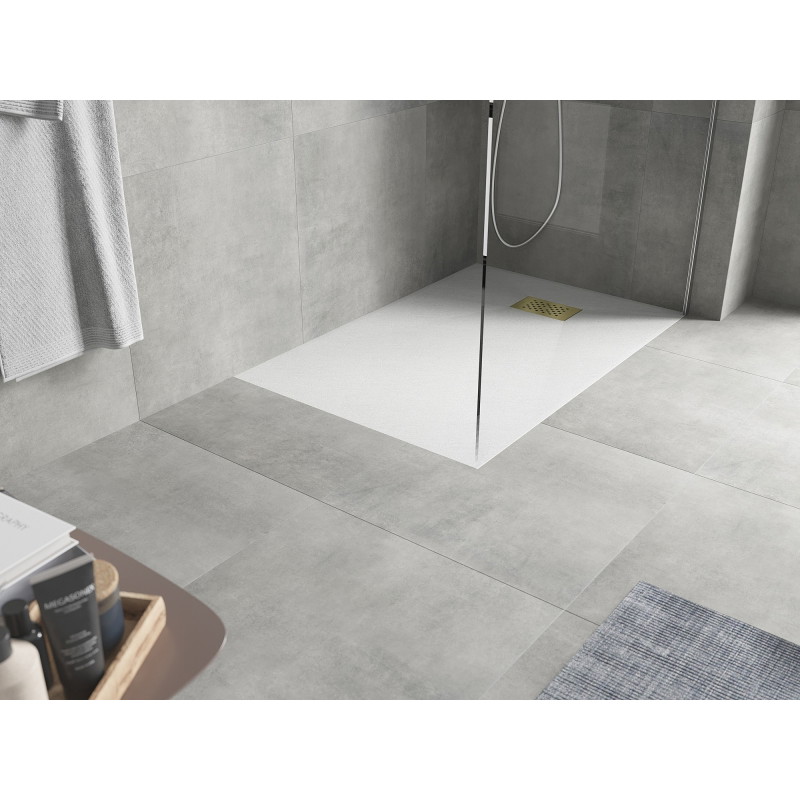 Mexen Hugo receveur de douche rectangulaire SMC 130 x 80 cm, blanc, cache doré - 42108013-G