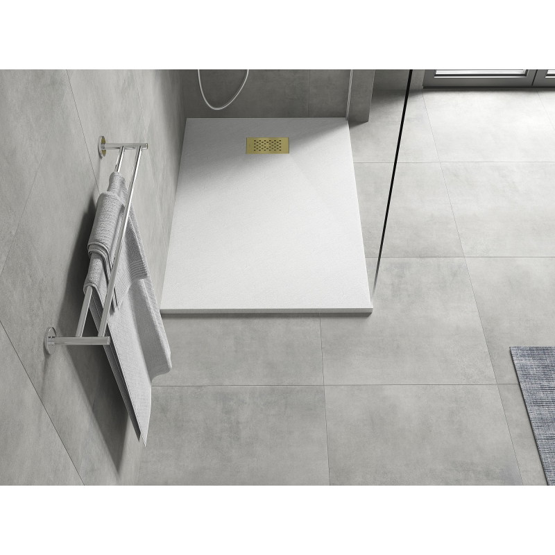 Mexen Hugo receveur de douche rectangulaire SMC 130 x 80 cm, blanc, cache doré - 42108013-G