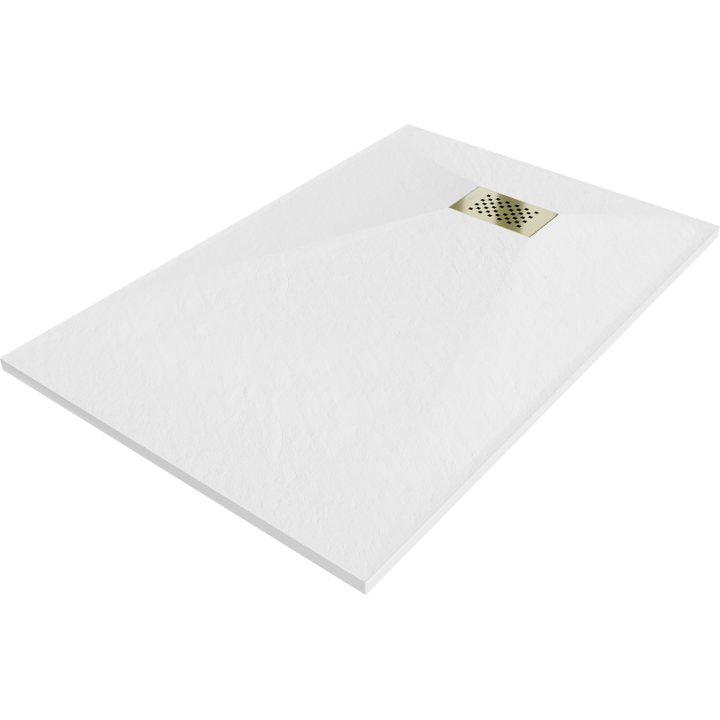 Mexen Hugo receveur de douche rectangulaire SMC 120 x 80 cm, blanc, cache doré - 42108012-G