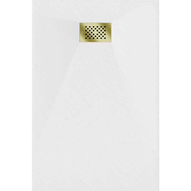 Mexen Hugo receveur rectangulaire SMC 120 x 80 cm, blanc, cache doré - 42108012-G