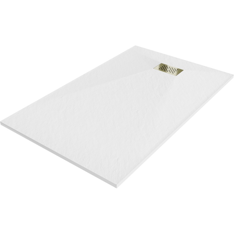 Mexen Hugo receveur de douche rectangulaire SMC 140 x 80 cm, blanc, cache dorée - 42108014-G