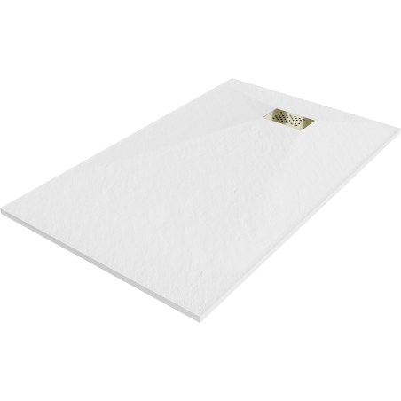 Baignoire Mexen Hugo rectangulaire SMC 140 x 80 cm, blanche, avec cache en or - 42108014-G