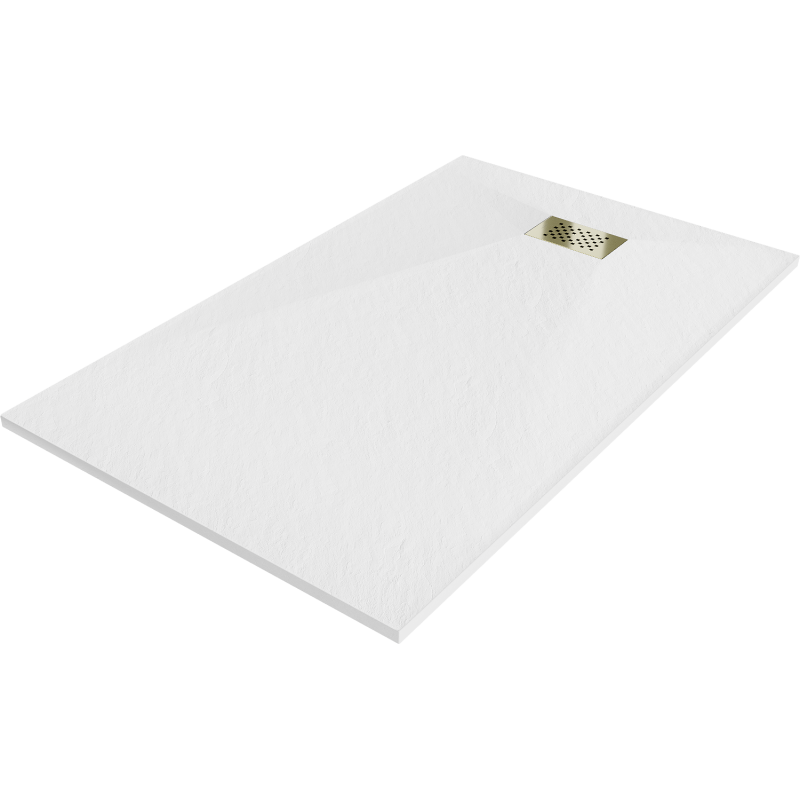 Mexen Hugo receveur rectangulaire SMC 150 x 80 cm, blanc, cache doré - 42108015-G