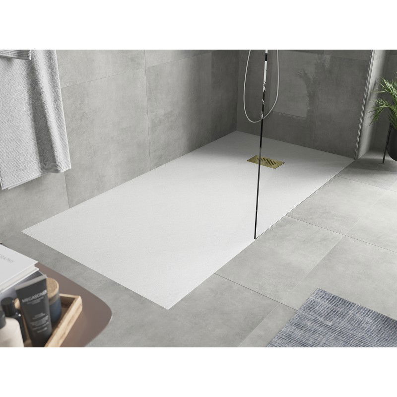 Mexen Hugo receveur de douche rectangulaire SMC 180 x 80 cm, blanc, cache doré - 42108018-G