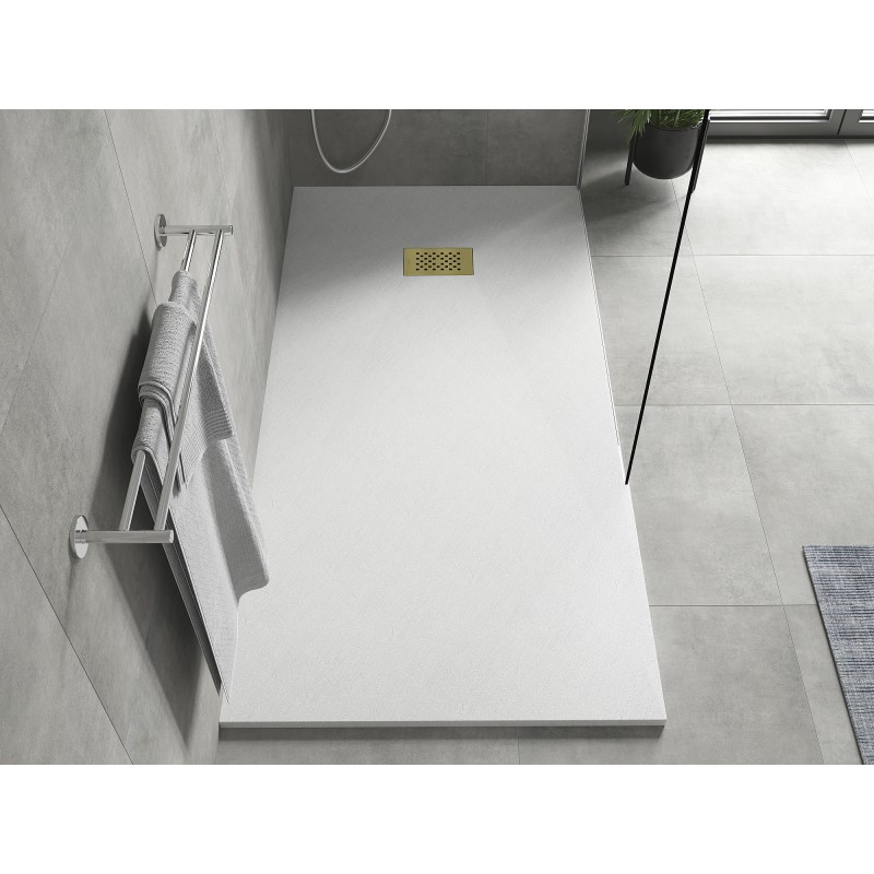 Mexen Hugo receveur de douche rectangulaire SMC 170 x 80 cm, blanc, cache doré - 42108017-G