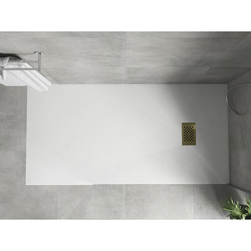 Mexen Hugo receveur de douche rectangulaire SMC 170 x 80 cm, blanc, cache doré - 42108017-G
