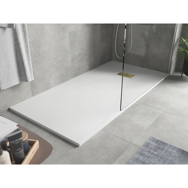 Mexen Hugo receveur de douche rectangulaire SMC 170 x 80 cm, blanc, cache doré - 42108017-G