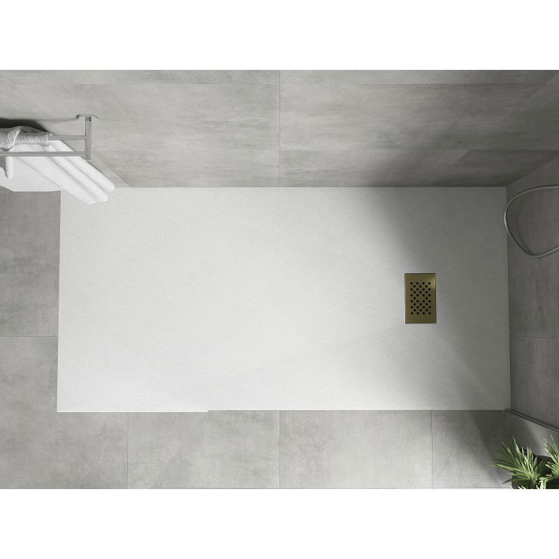 Mexen Hugo receveur de douche rectangulaire SMC 180 x 80 cm, blanc, cache doré - 42108018-G