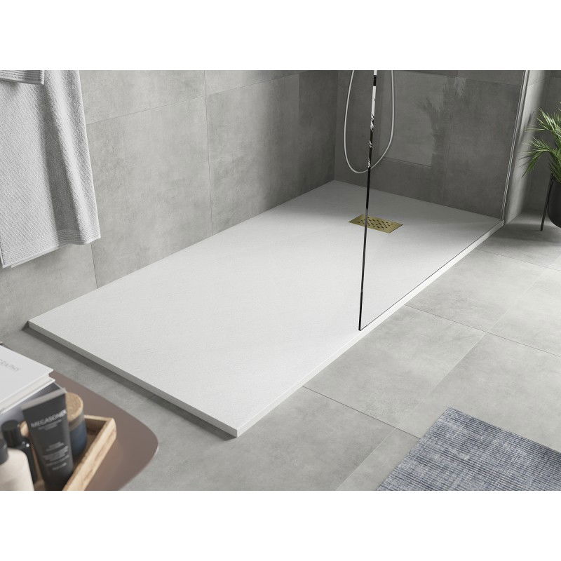 Mexen Hugo receveur de douche rectangulaire SMC 180 x 80 cm, blanc, cache doré - 42108018-G