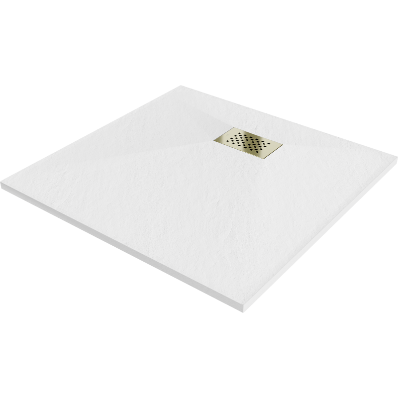 Mexen Hugo receveur de douche carré SMC 90 x 90 cm, blanc, cache d'or - 42109090-G