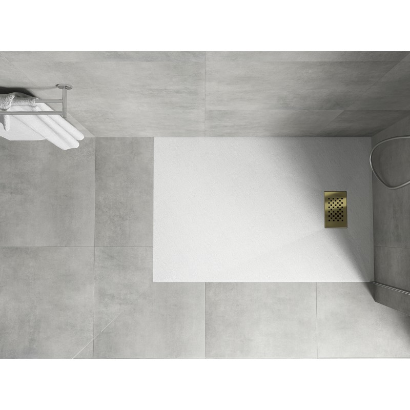 Mexen Hugo bac à douche rectangulaire SMC 110 x 90 cm, blanc, cache doré - 42109011-G