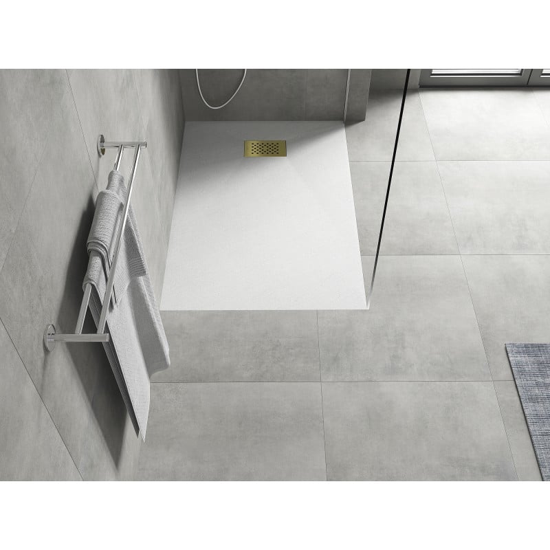 Mexen Hugo receveur de douche rectangulaire SMC 120 x 90 cm, blanc, cache doré - 42109012-G