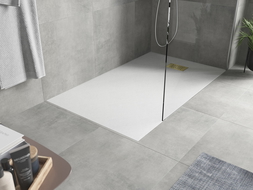 Baignoire rectangulaire Mexen Hugo SMC 140 x 90 cm, blanche, cache en or - 42109014-G
