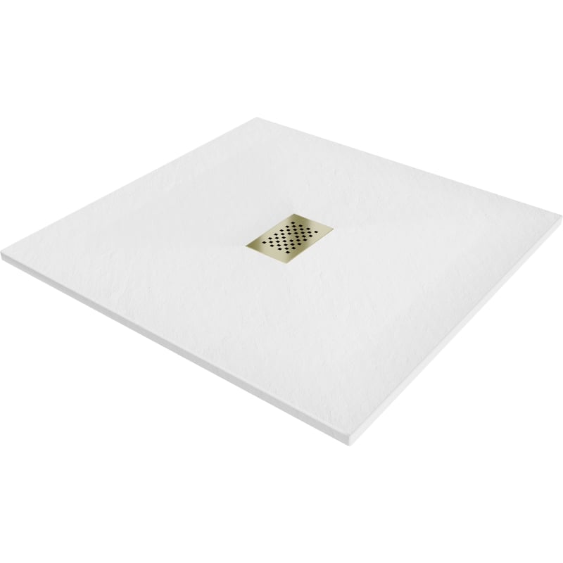 Mexen Hugo receveur de douche carré SMC 100 x 100 cm, blanc, cache doré - 42101010-G