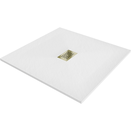 Bâti Mexen Hugo carré SMC 100 x 100 cm, blanc, cache en or - 42101010-G
