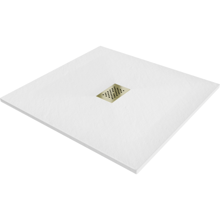 Mexen Hugo receveur de douche carré SMC 100 x 100 cm, blanc, cache doré - 42101010-G