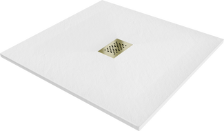 Mexen Hugo receveur de douche carré SMC 100 x 100 cm, blanc, cache doré - 42101010-G