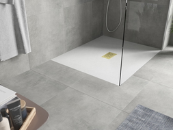 Bac de douche Mexen Hugo rectangulaire SMC 140 x 100 cm, blanc, cache en or - 42101014-G