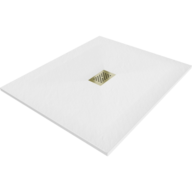 Mexen Hugo receveur de douche rectangulaire SMC 110 x 100 cm, blanc, cache-douche or - 42101011-G