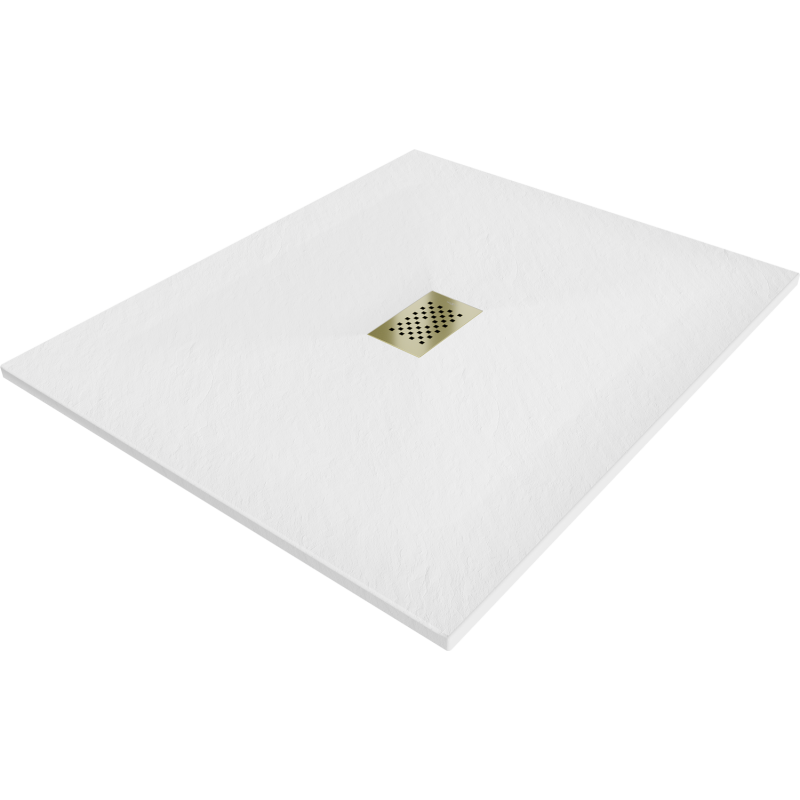 Bac de douche Mexen Hugo rectangulaire SMC 140 x 100 cm, blanc, cache en or - 42101014-G