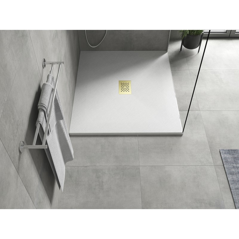 Mexen Hugo receveur de douche rectangulaire SMC 130 x 100 cm, blanc, cache doré - 42101013-G