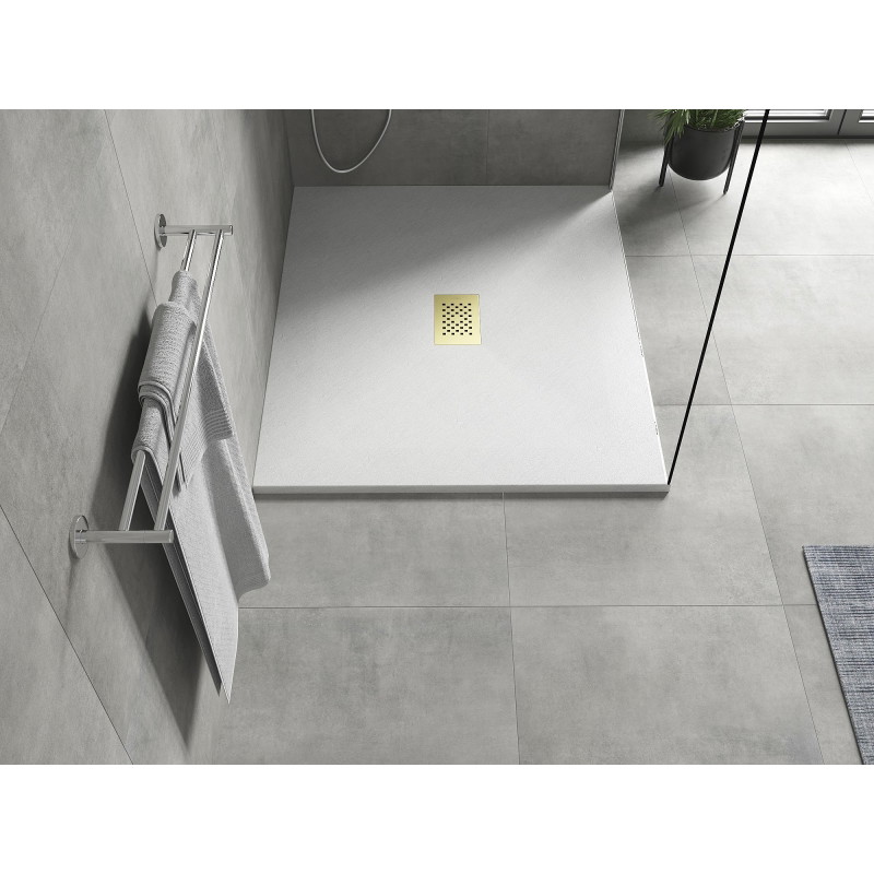 Mexen Hugo receveur rectangulaire SMC 130 x 100 cm, blanc, cache doré - 42101013-G