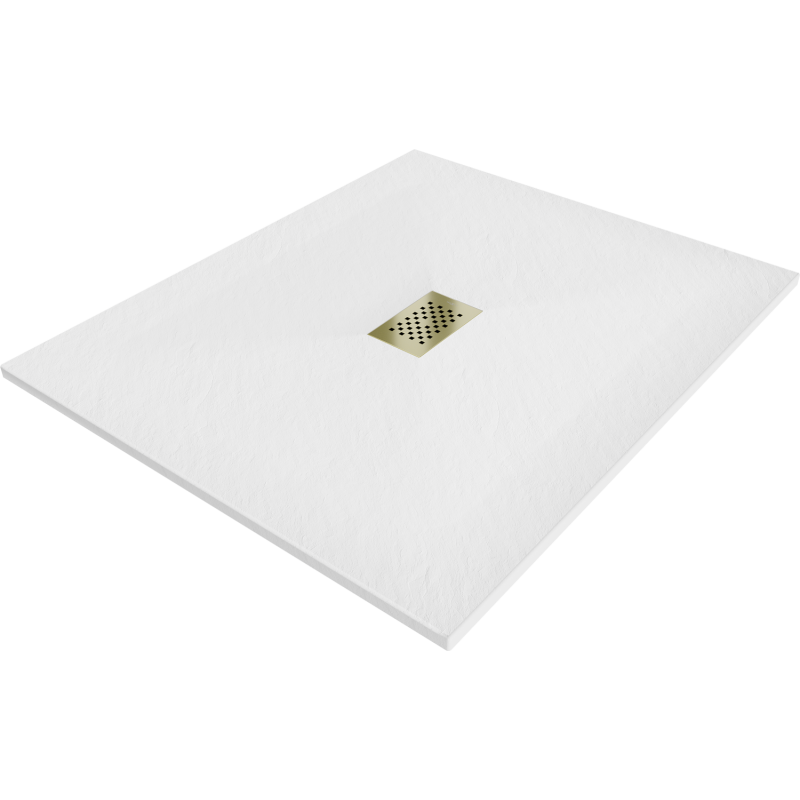 Mexen Hugo receveur de douche rectangulaire SMC 130 x 100 cm, blanc, cache doré - 42101013-G