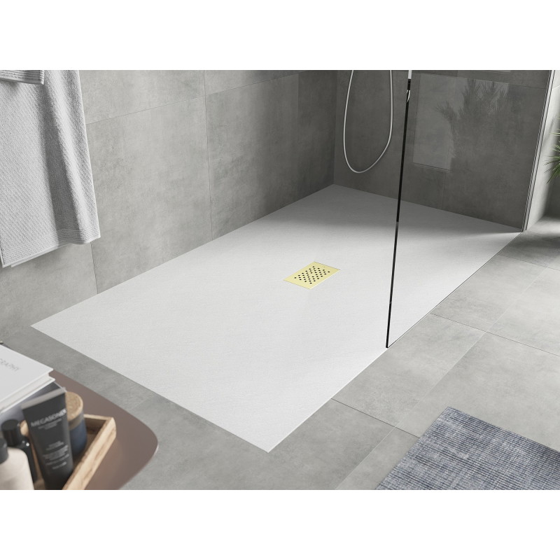 Mexen Hugo receveur rectangulaire SMC 170 x 100 cm, blanc, cache doré - 42101017-G