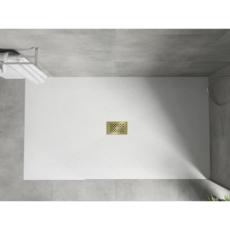 Mexen Hugo receveur de douche rectangulaire SMC 150 x 100 cm, blanc, cache or - 42101015-G